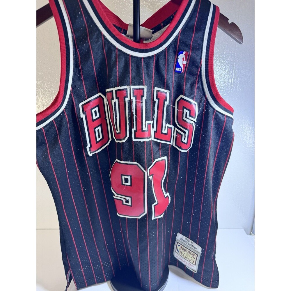 Mitchell & Ness Dennis‎ Rodman Chicago Bulls 1995-96 Pinstripe Jersey 91 Mens